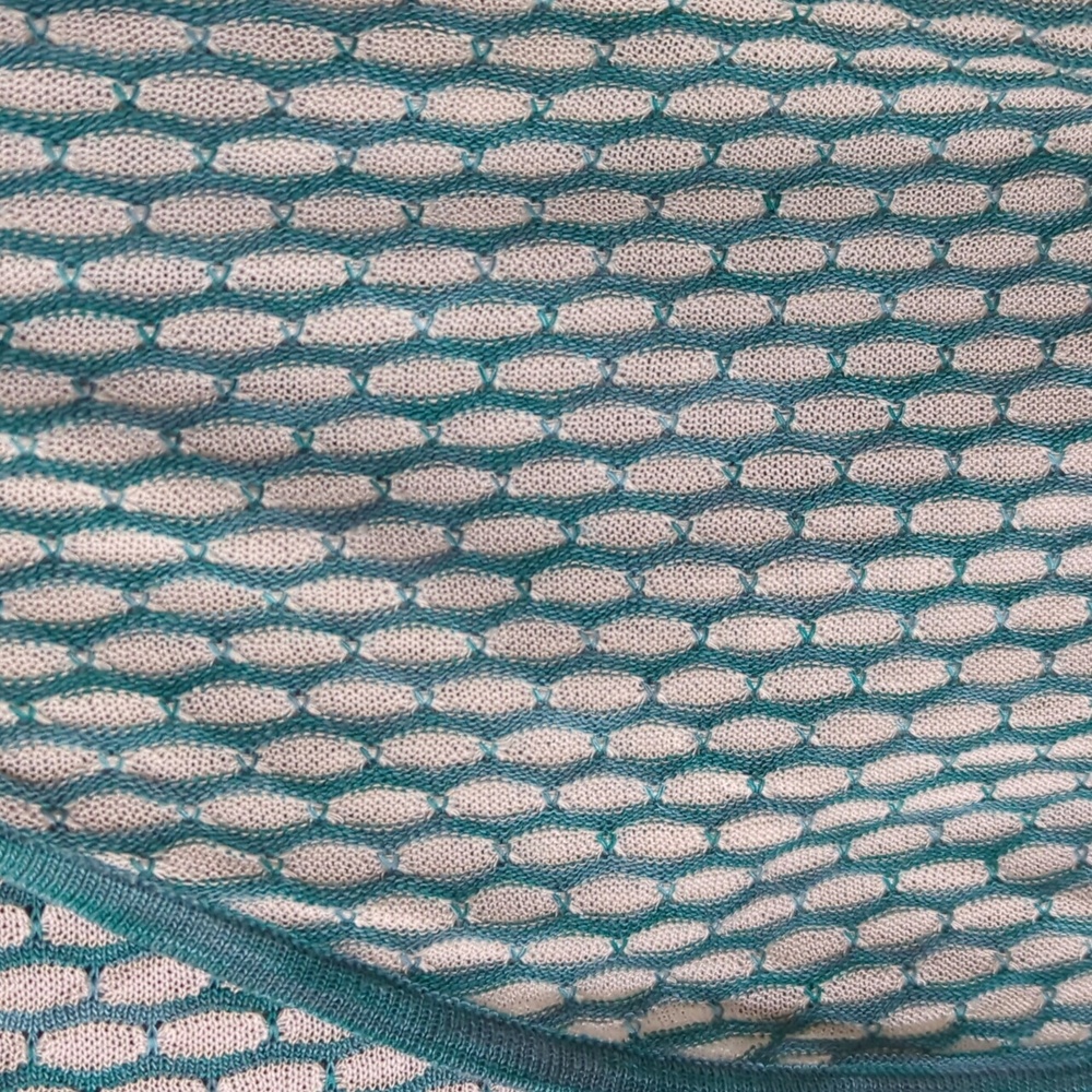 Catherines Teal and White Patterned Sweater Wrap - Picture 2 of 4